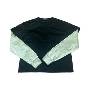 brandy melville layered navy and white shirt